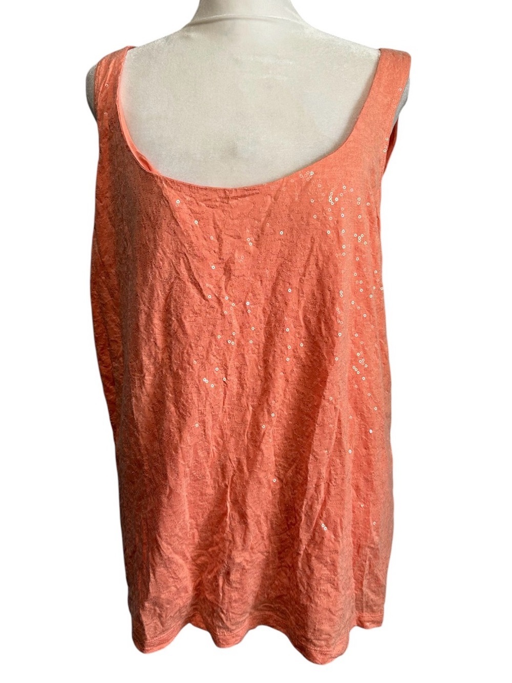 Talbots Coral Sequin Scoop Neck Tank top size 2X